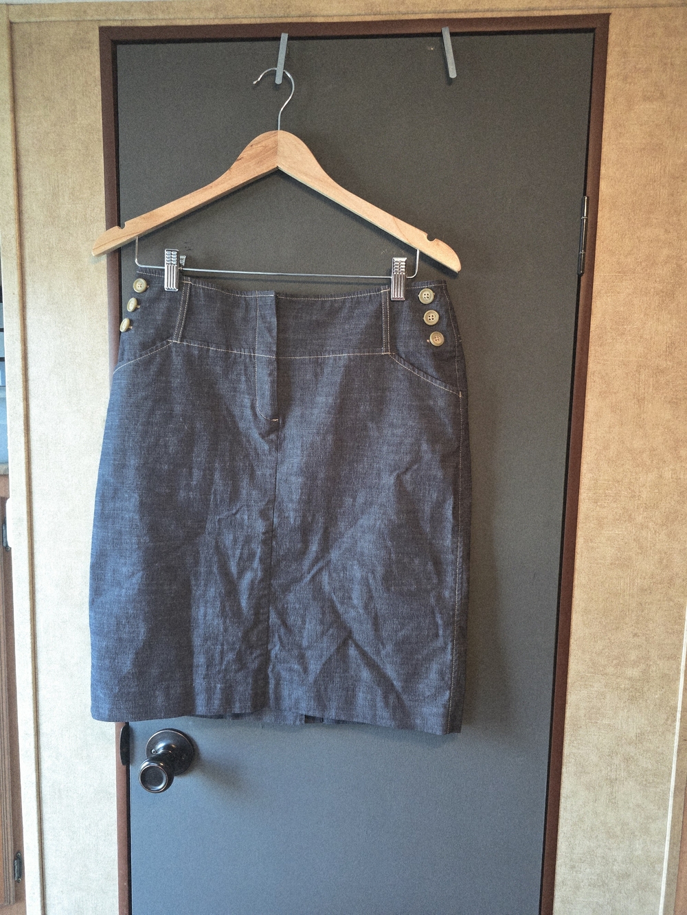 Rafaella Dark Denim Button-Accent Pencil Skirt